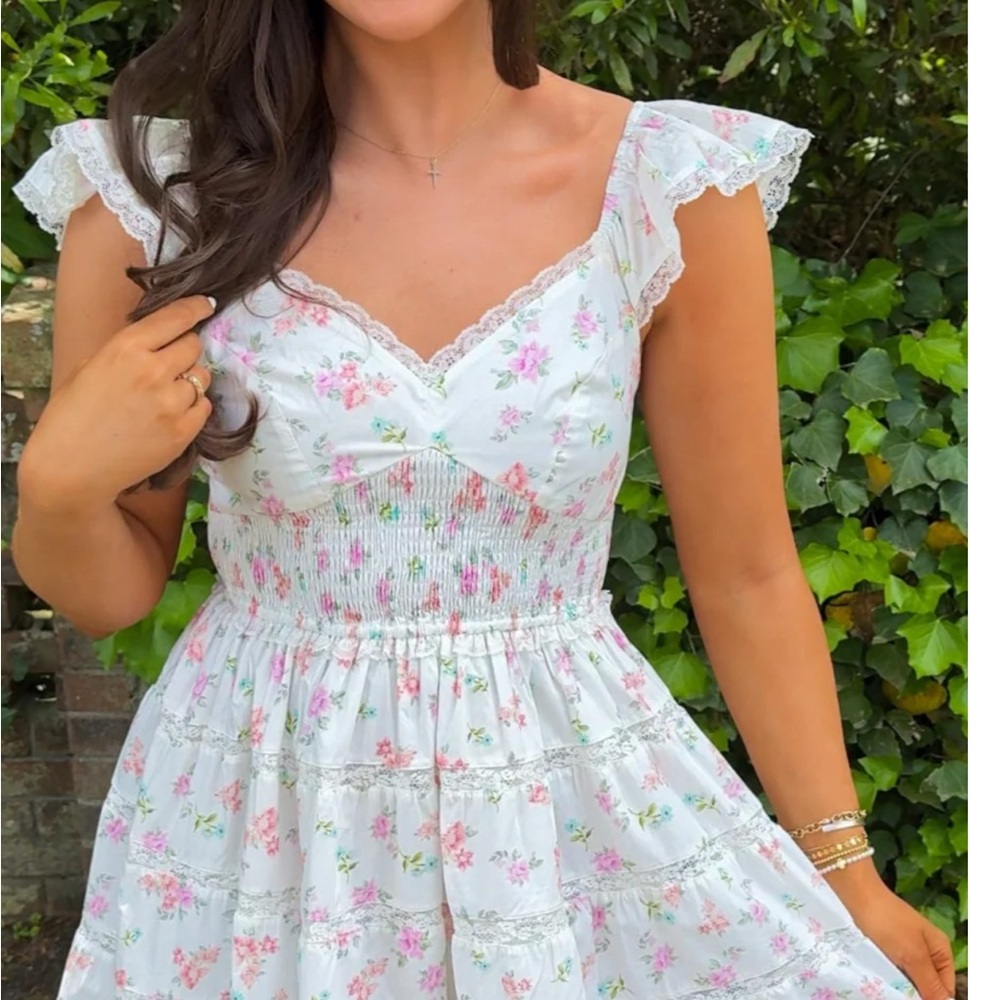 Floral Lace Trim Dress